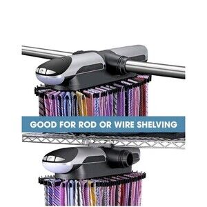 Motorized Tie Rack Closet Organizer with LED Lights Includes J Hooks for Wired